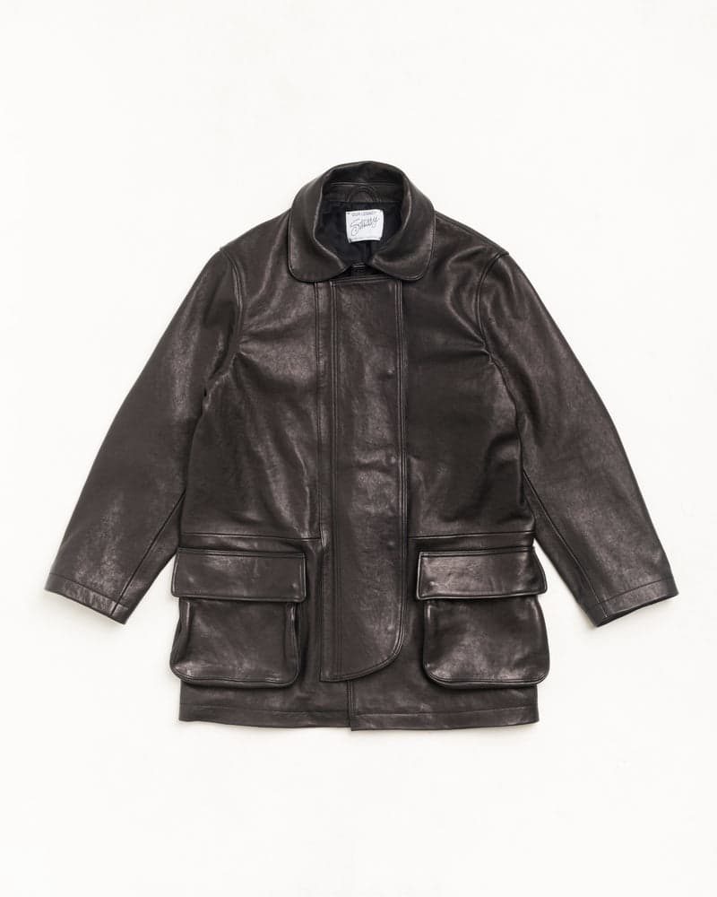 Black leather fireman jacket
