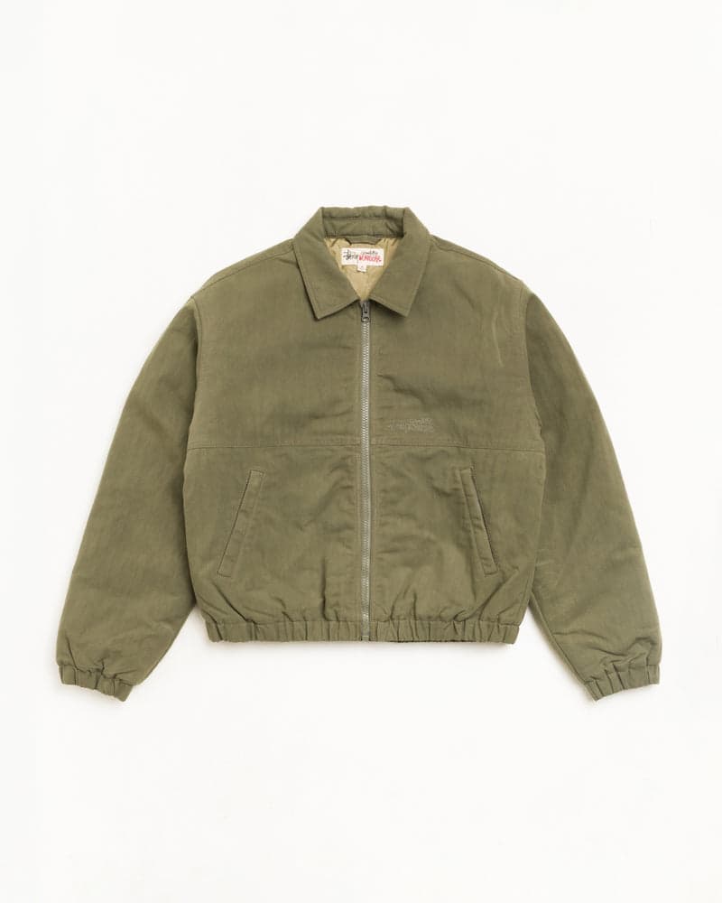Green nyco collared work jacket