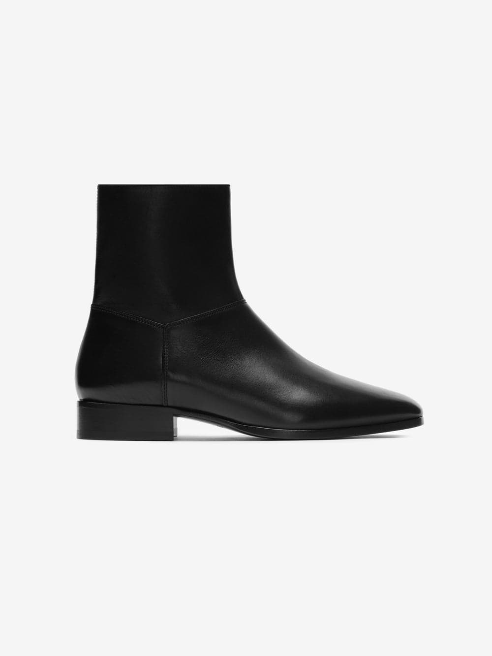 Black leather ankle boot