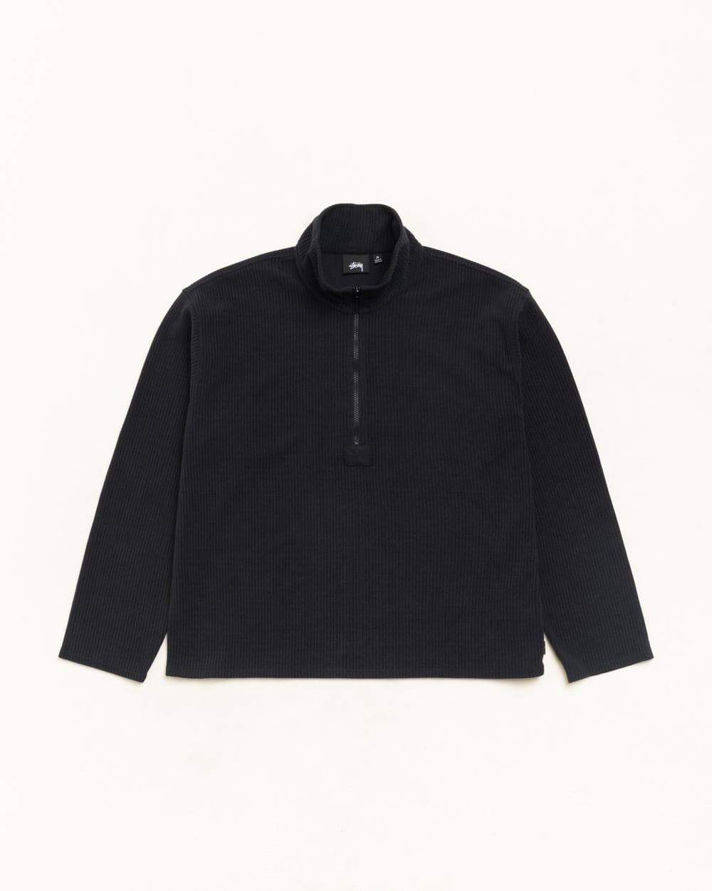 Black half zip thermal mock neck
