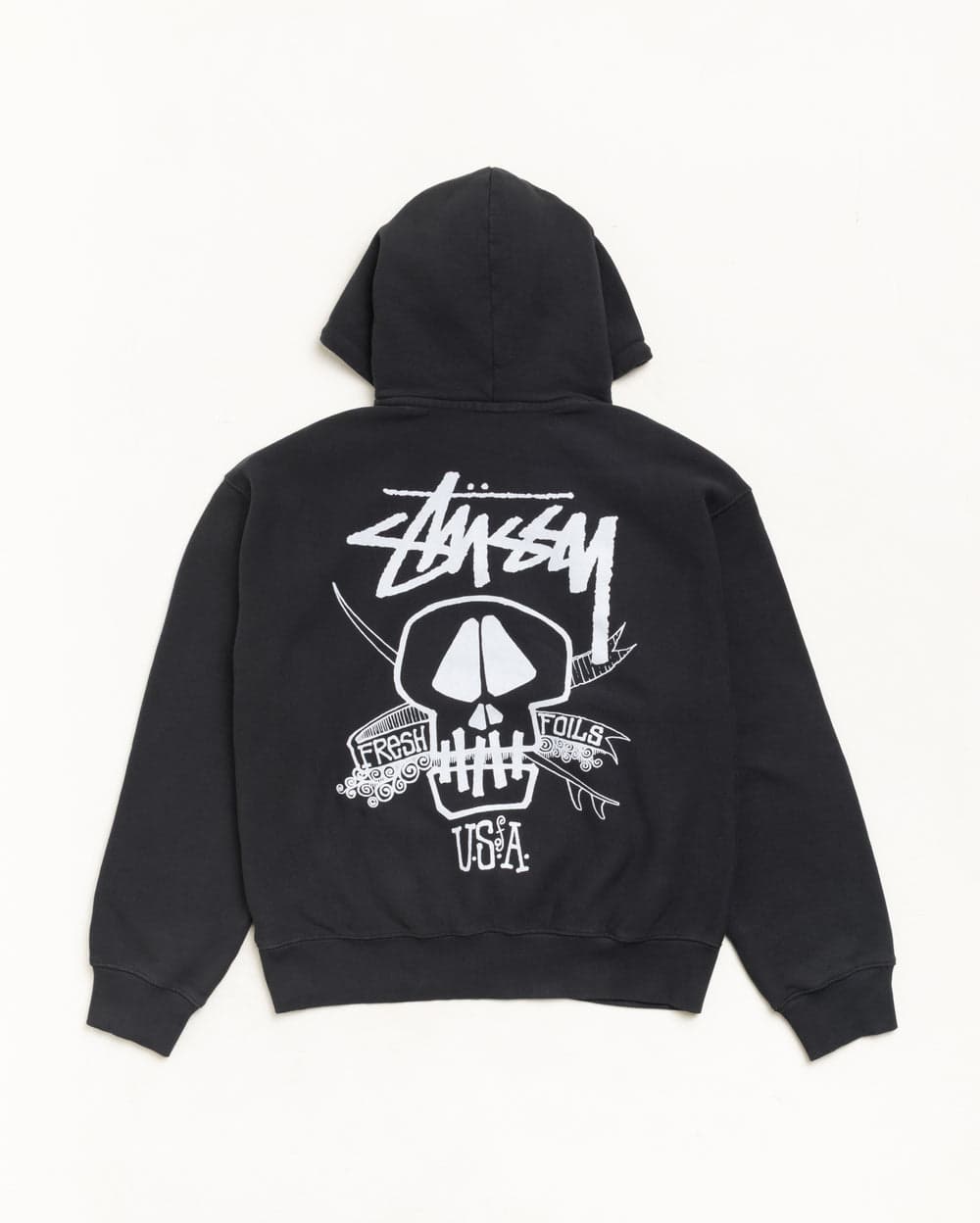 Faded Black fresh foils hoodie garment dyed